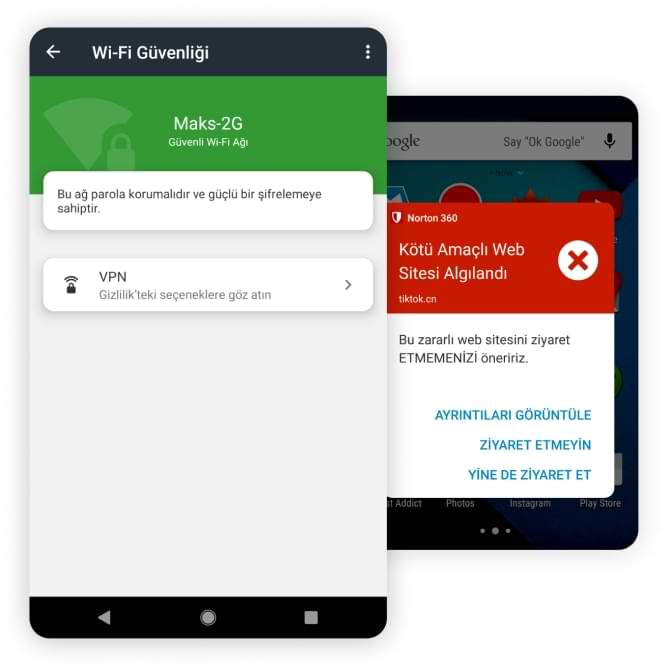 Bir tablet ve telefonda Wi-Fi Güvenliği uygulaması
